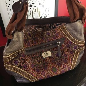 Sharif Beautiful leather suede tapestry bag